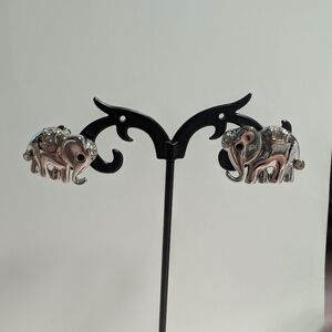 Silvertone Elephant Earrings